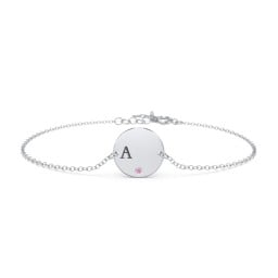 Engravable Disc Sorority Bracelet with Accent Stone