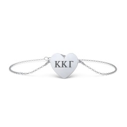 Engravable Heart Sorority Bracelet in 925 Sterling Silver