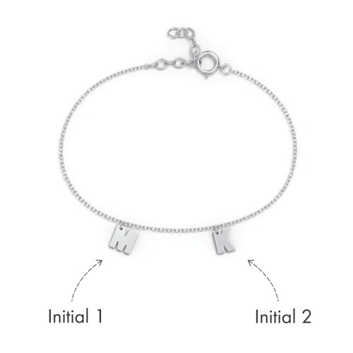Initial Bracelet with 2 Letters - Modern – Sterling Silver