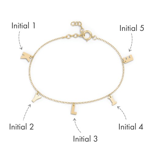 Initial Bracelet with 5 Letters - Modern – 18K Gold Plated Silver