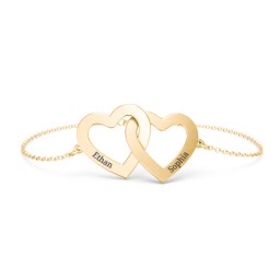 Engravable Interlocking Hearts Bracelet in 18K Gold Plated Silver