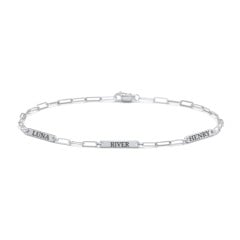 Mini Paper Clip Chain Bracelet with 1 - 4 Engravable Bars