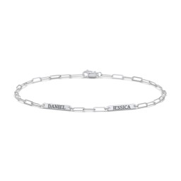 Mini Paper Clip Chain Bracelet with 1 - 4 Engravable Bars