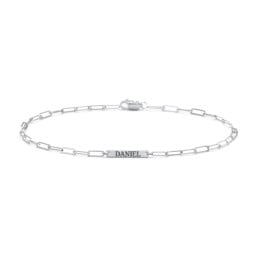 Mini Paper Clip Chain Bracelet with 1 - 4 Engravable Bars