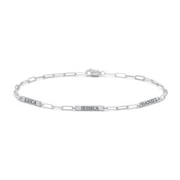 Mini Paper Clip Chain Bracelet with 1 - 4 Engravable Bars