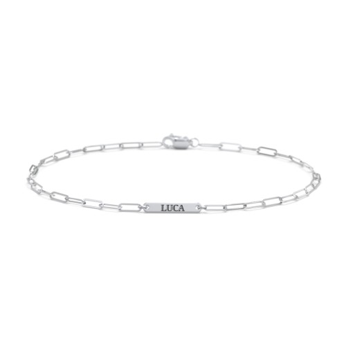 Mini Paper Clip Chain Bracelet with 1 - 4 Engravable Bars – Sterling Silver