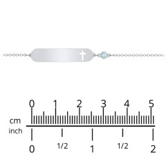 Engravable Small ID Bracelet with Cross and Birthstone