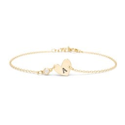 Initial Heart Bracelet with Birthstone