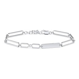 Engravable Long Link Infinity Family Bracelet with 1-4 Birthstones