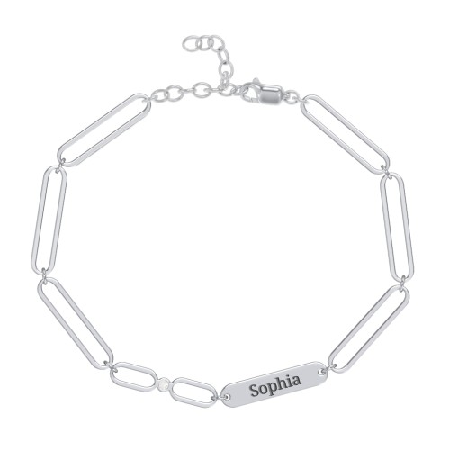 Engravable Long Link Infinity Family Bracelet with 1-4 Birthstones