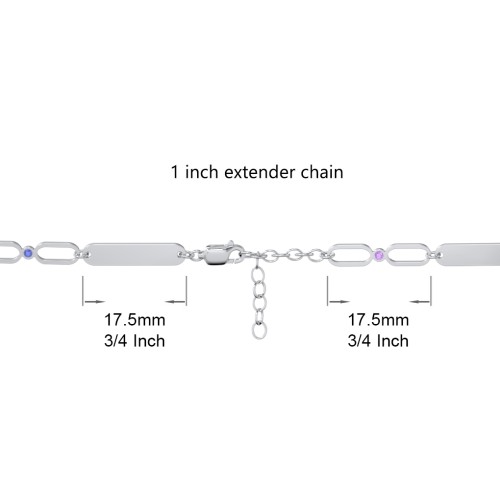 Engravable Long Link Infinity Family Bracelet with 1-4 Birthstones – Sterling Silver with Ruby