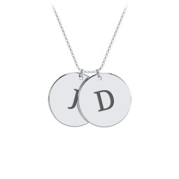 Engravable 2 Disc Pendant in 925 Sterling Silver with Ruby, Amethyst Premium Zirconia, Blue Sapphire, and Blue Topaz