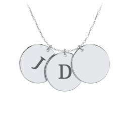 Engravable 3 Disc Pendant in 925 Sterling Silver with Ruby, Amethyst Premium Zirconia, Blue Sapphire, and Blue Topaz