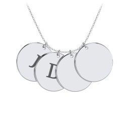 Engravable 4 Disc Pendant in 925 Sterling Silver with Ruby, Amethyst Premium Zirconia, Blue Sapphire, and Blue Topaz