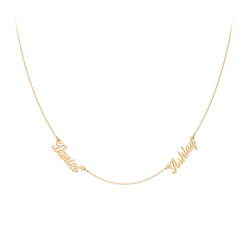 Dainty Personalised Two Name Necklace – 18K Gold Plated Silver