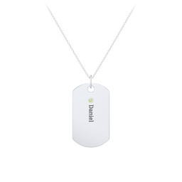Engravable Dog Tag Necklace with 1 Birthstone