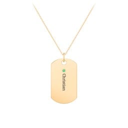 Engravable Dog Tag Necklace with 1 Birthstone