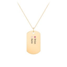 Engravable Dog Tag Necklace with 2 Birthstone
