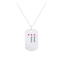 Engravable Dog Tag Necklace with 3 Birthstone