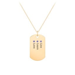 Engravable Dog Tag Necklace with 3 Birthstone