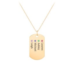 Engravable Dog Tag Necklace with 4 Birthstone