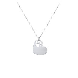 Engravable Pawprint Cutout Heart Necklace