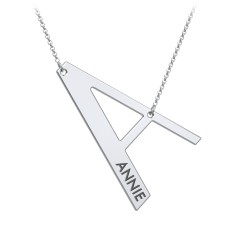 Engravable Asymmetrical Initial Necklace - A