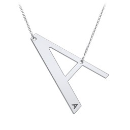 Engravable Asymmetrical Initial Necklace - A
