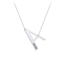 Engravable Asymmetrical Initial Necklace - A