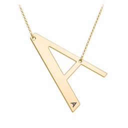 Engravable Asymmetrical Initial Necklace - A in 18K Gold Plated Silver