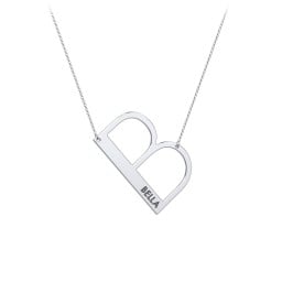 Engravable Asymmetrical Initial Necklace - B