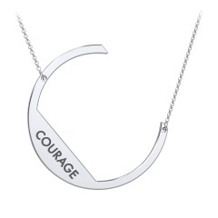 Engravable Asymmetrical Initial Necklace - C – Sterling Silver
