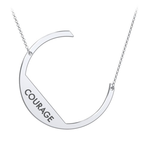 Engravable Asymmetrical Initial Necklace - C – Sterling Silver