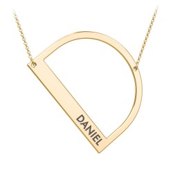 Engravable Asymmetrical Initial Necklace - D in 18K Gold Plated Silver