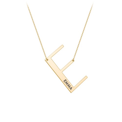 Engravable Asymmetrical Initial Necklace - E – 18K Gold Plated Silver