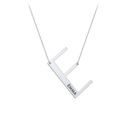 Engravable Asymmetrical Initial Necklace - E in 925 Sterling Silver