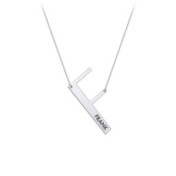 Engravable Asymmetrical Initial Necklace - F in 925 Sterling Silver