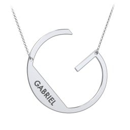 Engravable Asymmetrical Initial Necklace - G