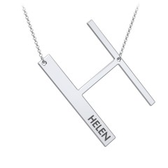 Engravable Asymmetrical Initial Necklace - H