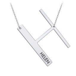 Engravable Asymmetrical Initial Necklace - H