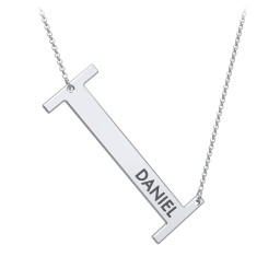 Engravable Asymmetrical Initial Necklace - I