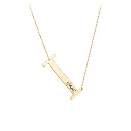 Engravable Asymmetrical Initial Necklace - I in 18K Gold Plated Silver