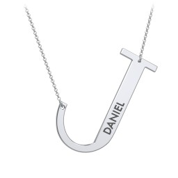Engravable Asymmetrical Initial Necklace - J