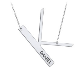 Engravable Asymmetrical Initial Necklace - K