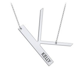 Engravable Asymmetrical Initial Necklace - K
