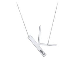 Engravable Asymmetrical Initial Necklace - K