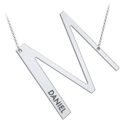 Engravable Asymmetrical Initial Necklace - M