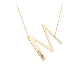 Engravable Asymmetrical Initial Necklace - M in 18K Gold Plated Silver