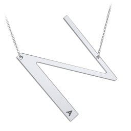 Engravable Asymmetrical Initial Necklace - N