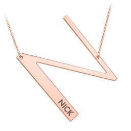 Engravable Asymmetrical Initial Necklace - N